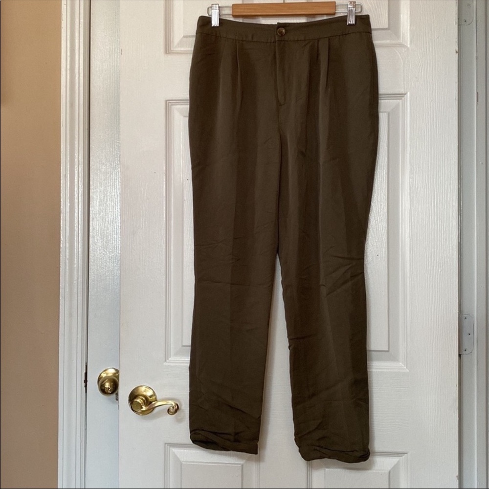 L.K. Bennett London Khaki Olive Green Trouser Pants